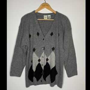 Boundary Waters wool blend argyle cardigan. XL